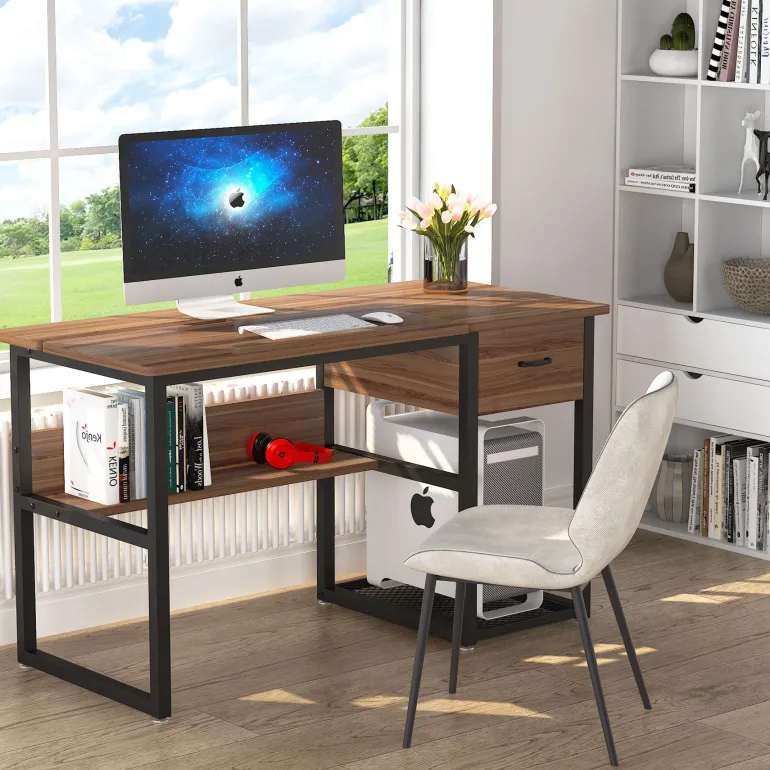 Sale Tribesigns 47.2" Drafting Table, Drawing Computer Desk with Storage Drawers