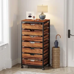 Flash Sale Tribesigns 5/7 Drawer Chest, Wood Storage Dresser Cabinet with Wheels