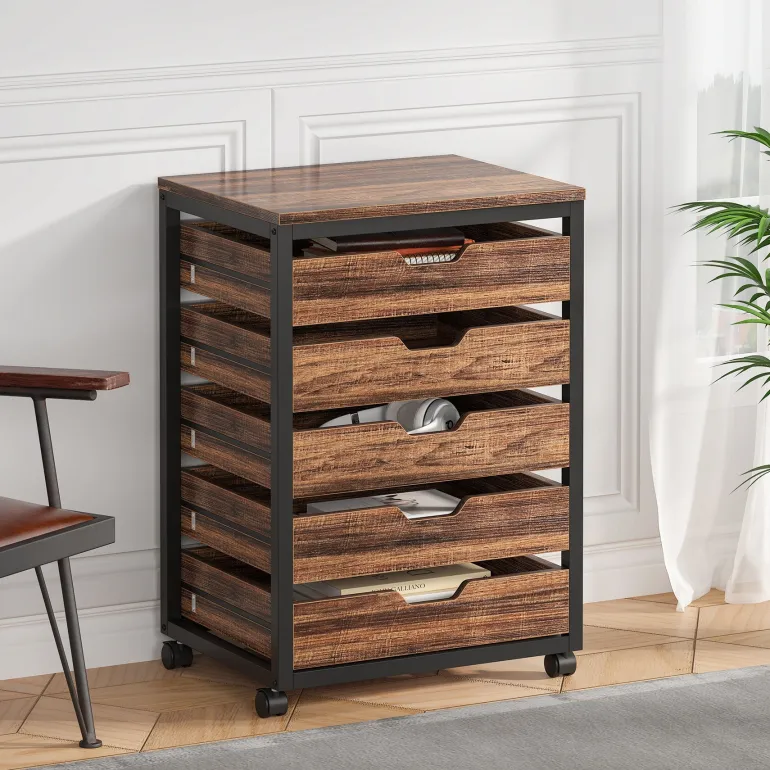 Flash Sale Tribesigns 5/7 Drawer Chest, Wood Storage Dresser Cabinet with Wheels