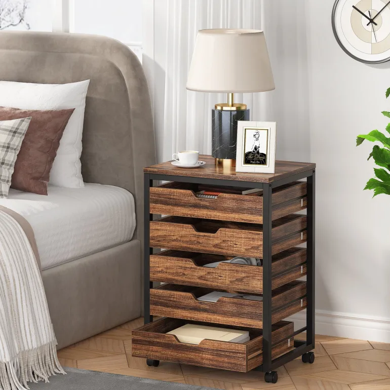 Flash Sale Tribesigns 5/7 Drawer Chest, Wood Storage Dresser Cabinet with Wheels