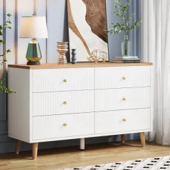 Flash Sale Tribesigns 6 Drawer Dresser, 47" Modern Wood Storage Organizer Chest of Drawers