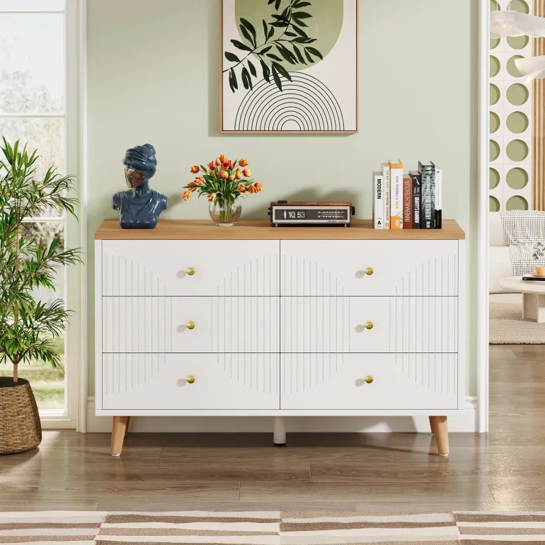 Flash Sale Tribesigns 6 Drawer Dresser, 47" Modern Wood Storage Organizer Chest of Drawers