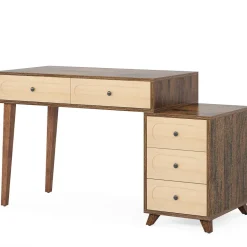 Cheap Tribesigns 5 Drawers Computer Desk, 51" Study Writing Table with Reversible Drawer Cabinet