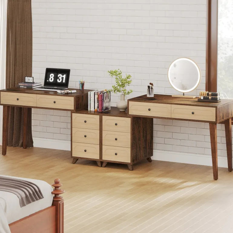 Cheap Tribesigns 5 Drawers Computer Desk, 51" Study Writing Table with Reversible Drawer Cabinet