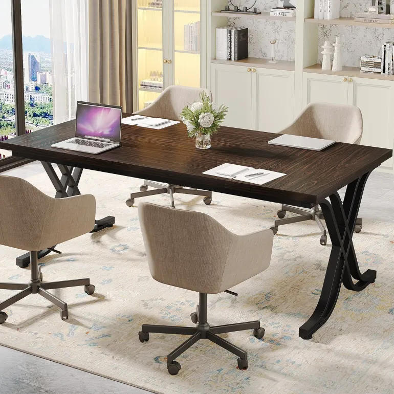 Outlet Tribesigns 63" Executive Desk Computer Desk with Metal Frame for Home Office