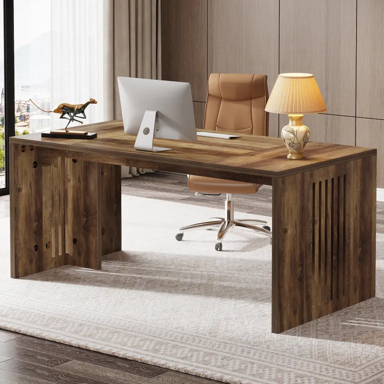 Flash Sale Tribesigns 63" Executive Desk, Farmhouse Computer Writing Conference Table