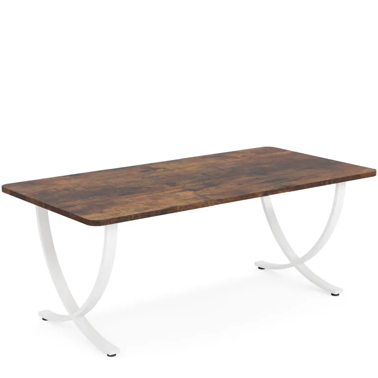 Store Tribesigns 63" Executive Desk, Faux Marble Computer Desk Meeting Table