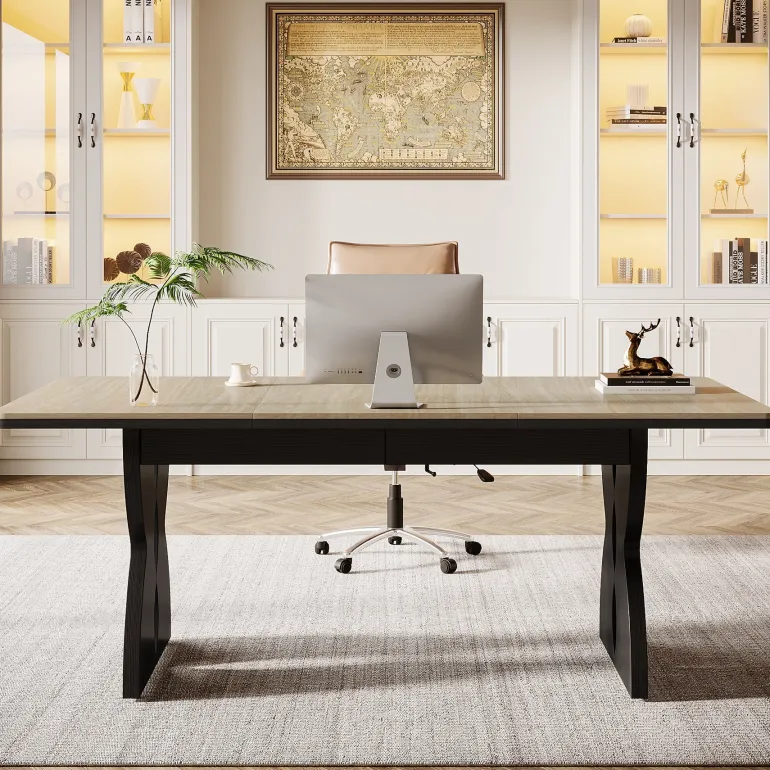 Shop Tribesigns 70.8" Executive Desk, Heavy - duty Computer Desk Office Desk