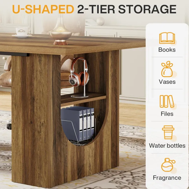 Cheap Tribesigns 70.8" Executive Desk, Home Office Desk Computer Desk with Storage Shelves