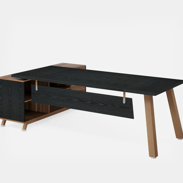 Online Tribesigns 71" Executive Desk, L - Shaped Computer Desk Office Desk with File Cabinet