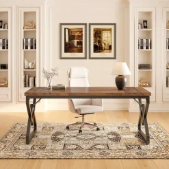 Cheap Tribesigns 63" Executive Desk, Large Computer Desk for Home Office