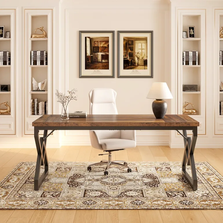Cheap Tribesigns 63" Executive Desk, Large Computer Desk for Home Office