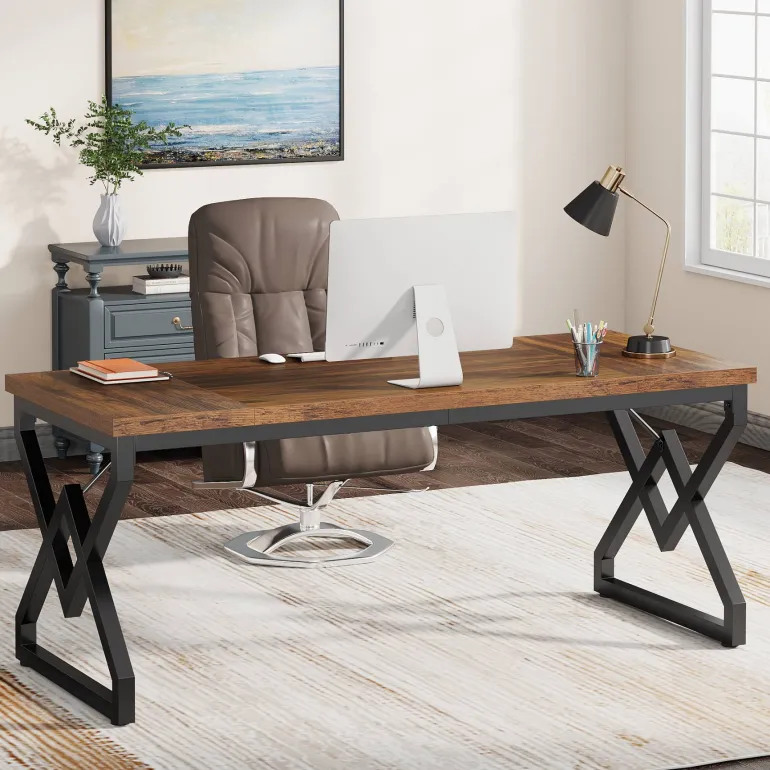 Cheap Tribesigns 63" Executive Desk, Large Computer Desk for Home Office