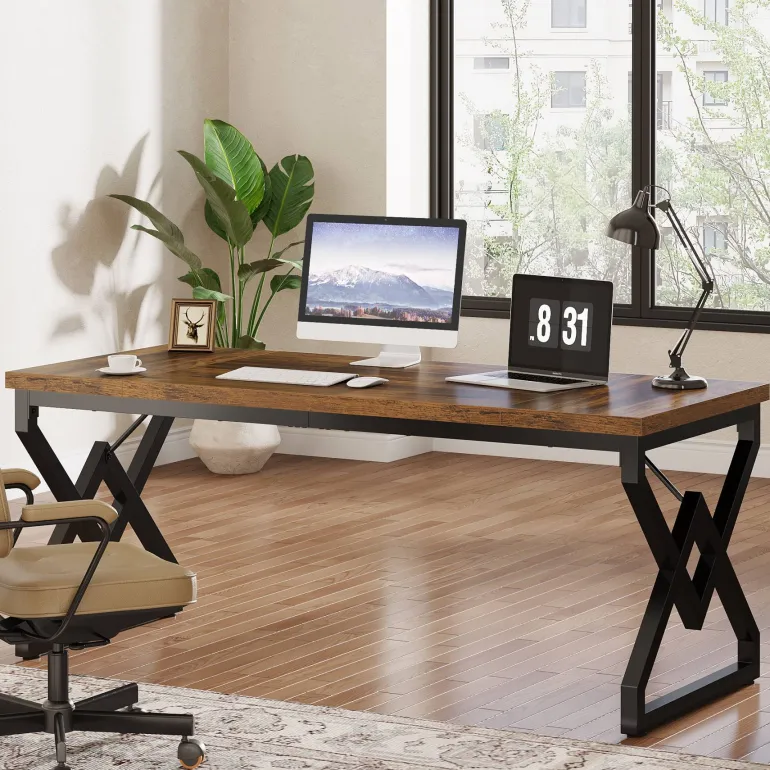 Cheap Tribesigns 63" Executive Desk, Large Computer Desk for Home Office