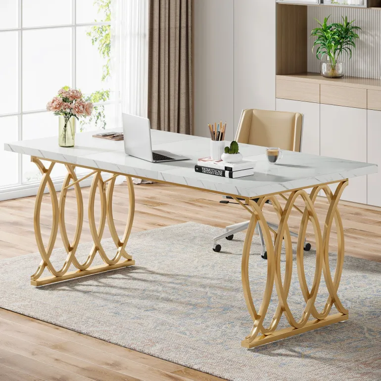 Hot Tribesigns 63" Executive Desk, Modern Computer Desk Conference Room Table