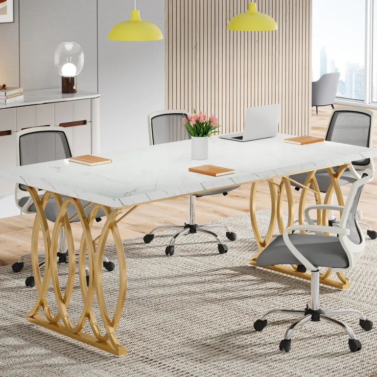Hot Tribesigns 63" Executive Desk, Modern Computer Desk Conference Room Table