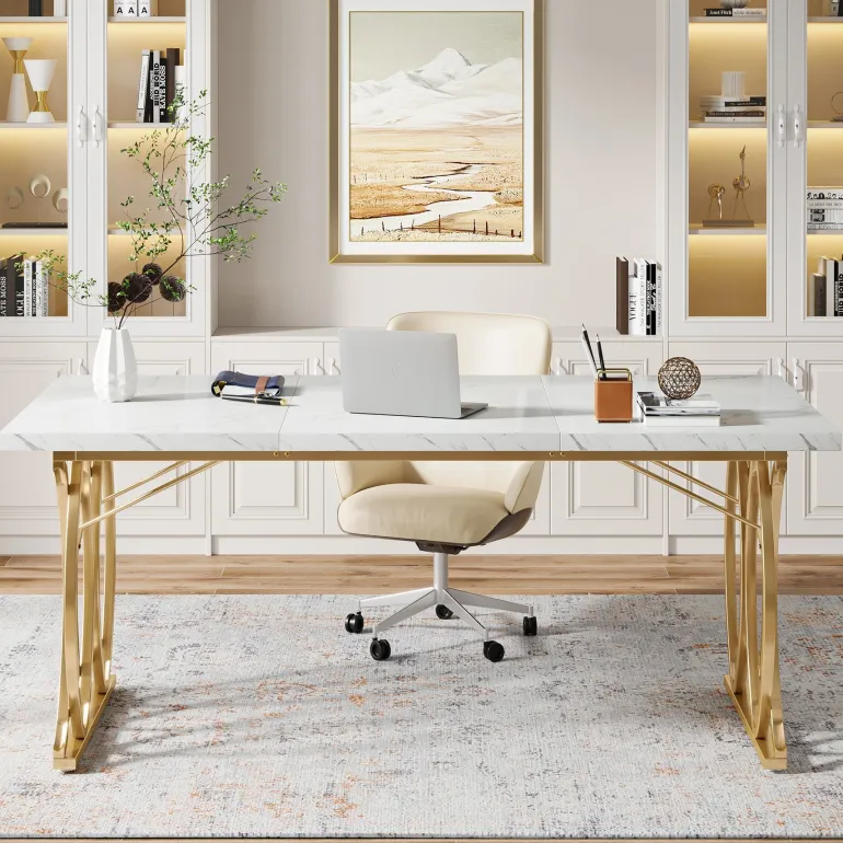 Hot Tribesigns 63" Executive Desk, Modern Computer Desk Conference Room Table