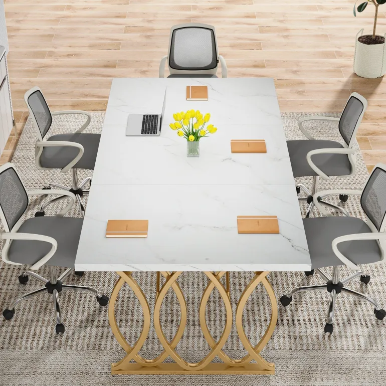 Hot Tribesigns 63" Executive Desk, Modern Computer Desk Conference Room Table
