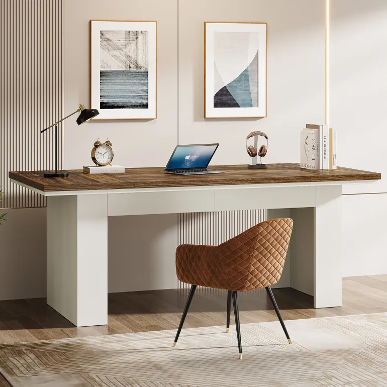 Cheap Tribesigns 63" Executive Desk, Modern Computer Desk Study Home Office Table