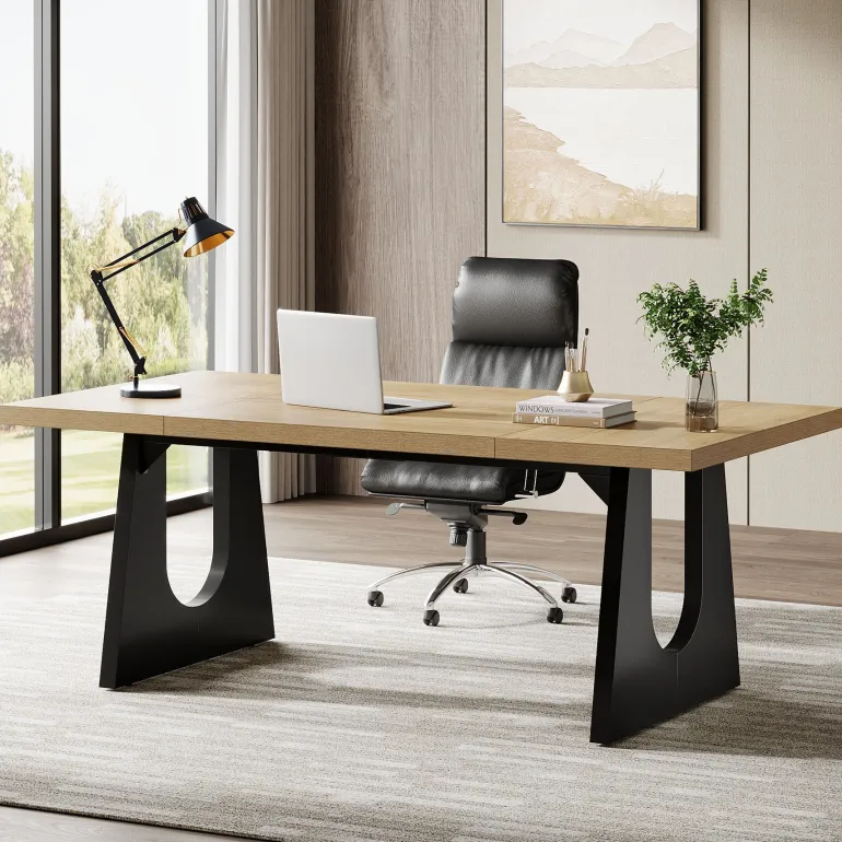 Discount Tribesigns 70" Executive Desk, Modern Computer Office Desk Workstation