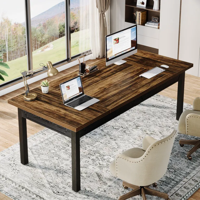 Shop Tribesigns 63" Executive Desk, Modern Computer Desk Office Desk