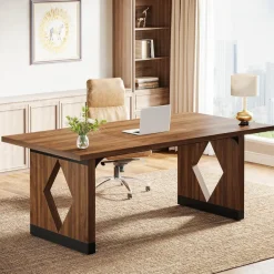 Cheap Tribesigns 63" Executive Desk, Modern Computer Desk Home Office Desk