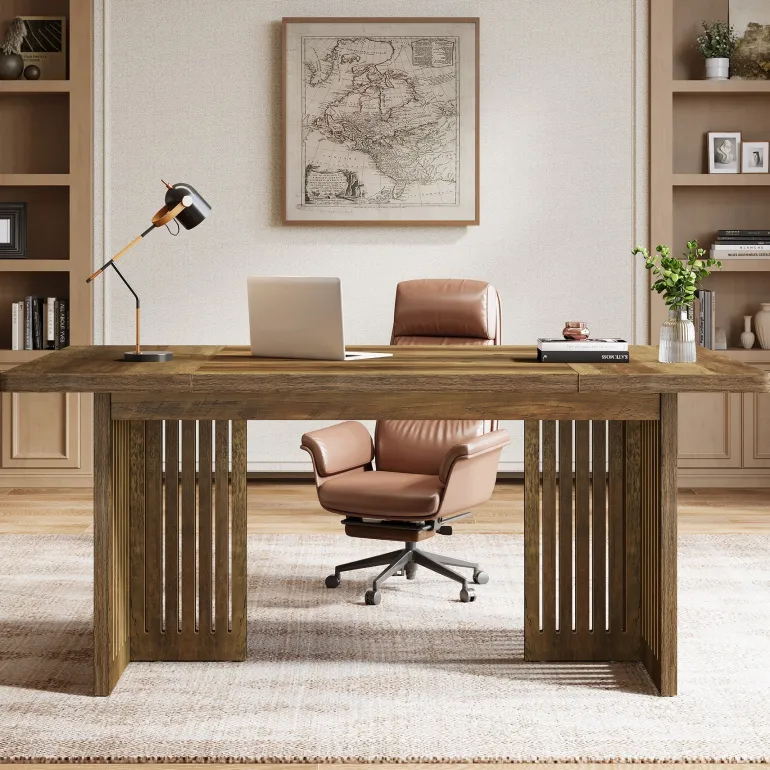 Store Tribesigns 63" Executive Desk, Modern Computer Desk Study Writing Table