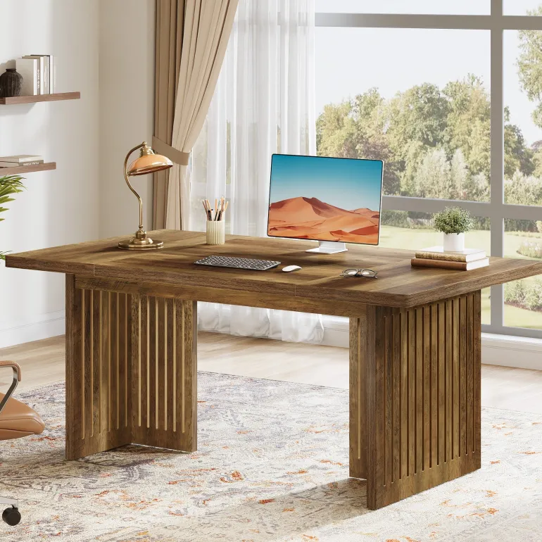 Store Tribesigns 63" Executive Desk, Modern Computer Desk Study Writing Table