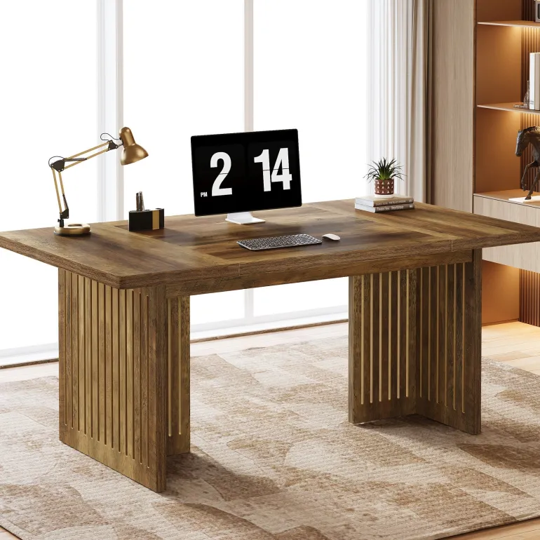 Store Tribesigns 63" Executive Desk, Modern Computer Desk Study Writing Table