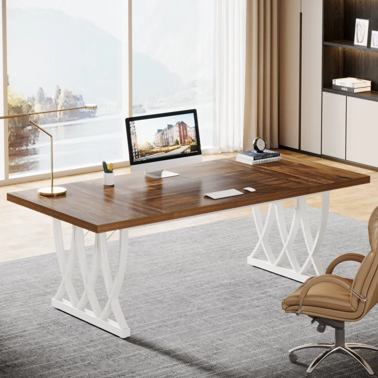 Cheap Tribesigns 70.8" Executive Desk, Retro Office Desk Computer Desk