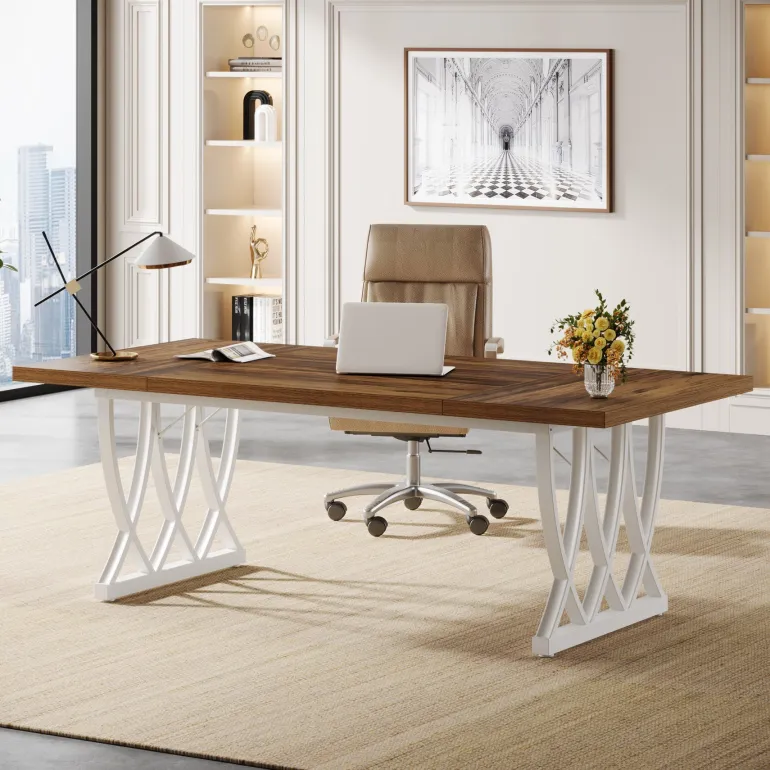 Cheap Tribesigns 70.8" Executive Desk, Retro Office Desk Computer Desk