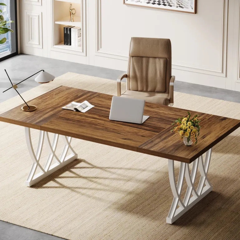 Cheap Tribesigns 70.8" Executive Desk, Retro Office Desk Computer Desk