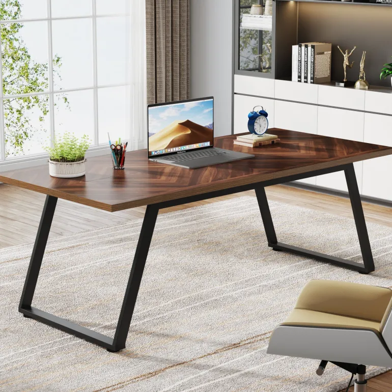 Outlet Tribesigns 63" Executive Desk, Simple Computer Desk with Thickened Frame