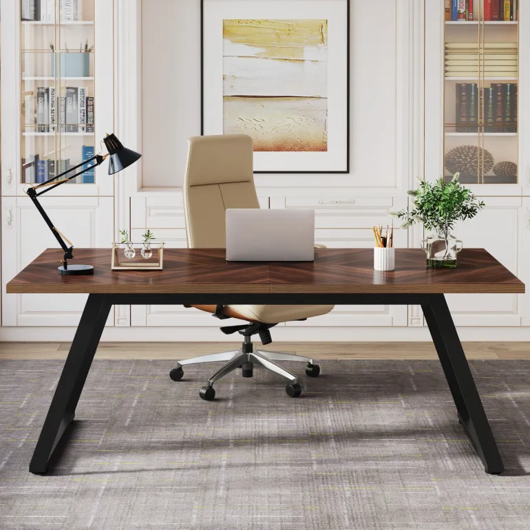 Outlet Tribesigns 63" Executive Desk, Simple Computer Desk with Thickened Frame