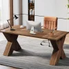 New Tribesigns 63" Executive Desk, Wood Computer Desk with X - Shaped Pedestal Base