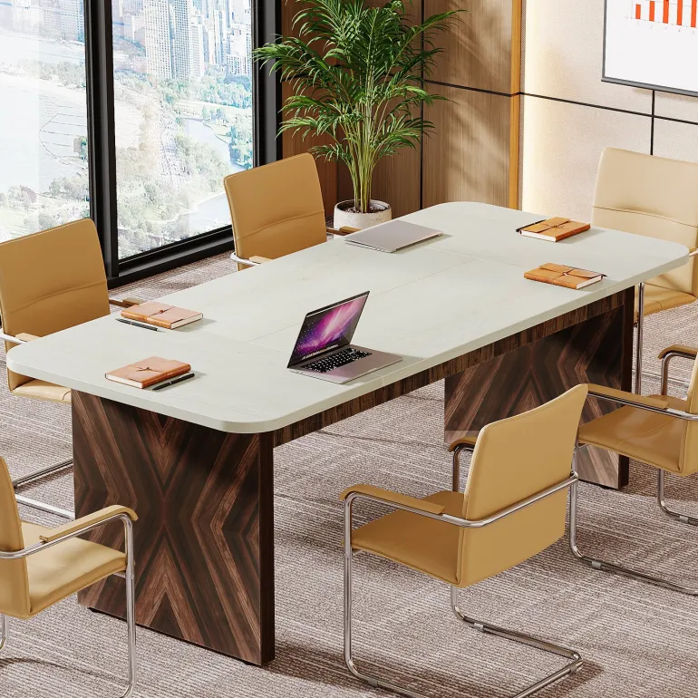 Store Tribesigns 70.8" Executive Desk, Wood Computer Office Desk Conference Table