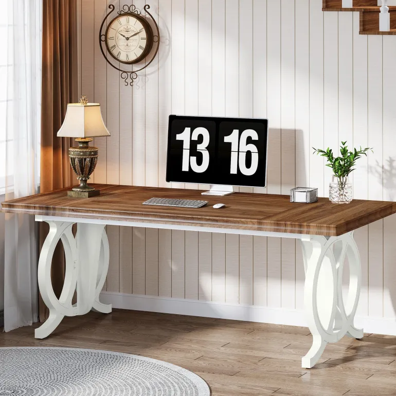 New Tribesigns 70.8" Executive Desk, Wood Computer Office Desk Writing Table