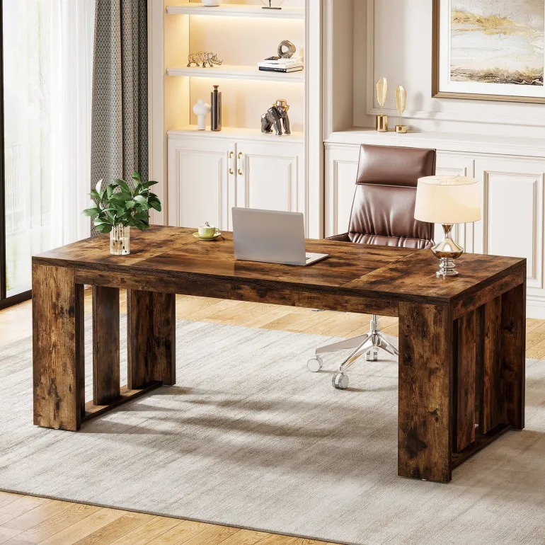 Fashion Tribesigns 63" Executive Desk, Wood Computer Table Conference Table for 4 - 6
