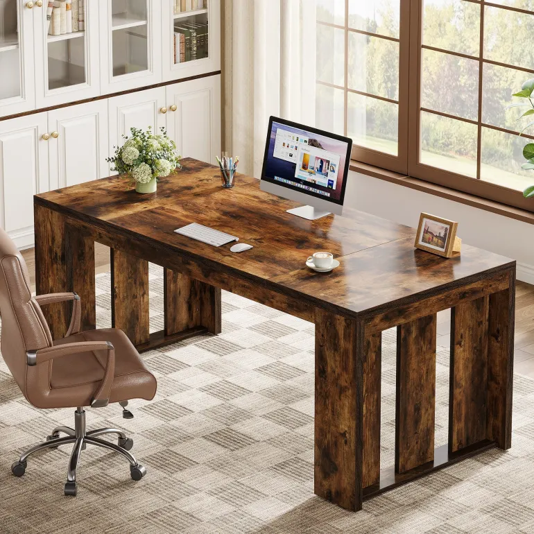 Fashion Tribesigns 63" Executive Desk, Wood Computer Table Conference Table for 4 - 6