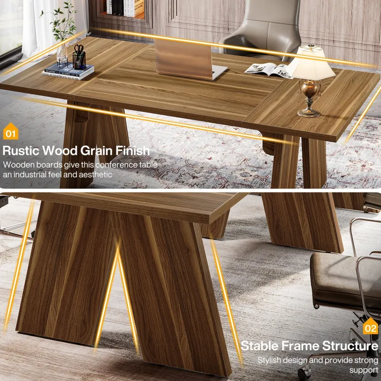 Hot Tribesigns 70.9" Executive Desk, Wood 6FT Conference Table Meeting Table Computer Desk