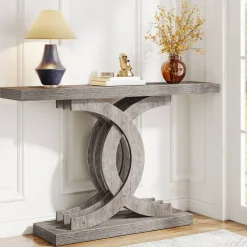 Sale Tribesigns 39" Farmhouse Console Table Entryway Table with Geometric Base