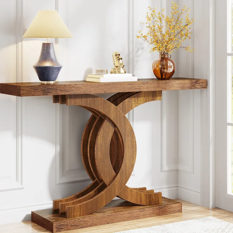Sale Tribesigns 39" Farmhouse Console Table Entryway Table with Geometric Base