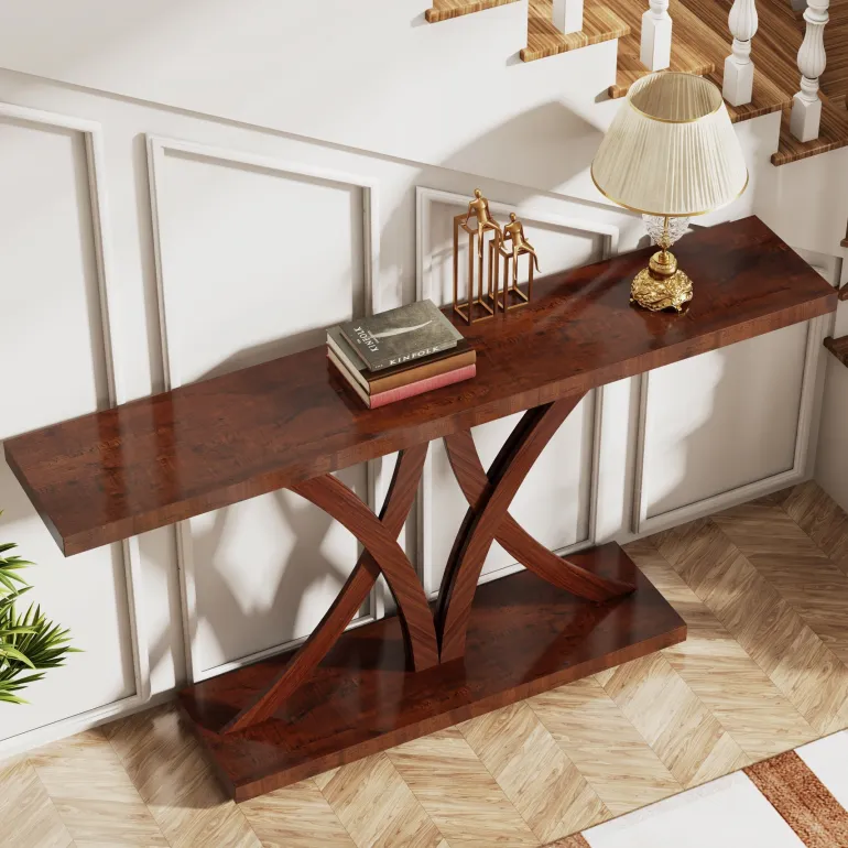 Sale Tribesigns 63" Farmhouse Console Table, Industrial Wood Sofa Entryway Table