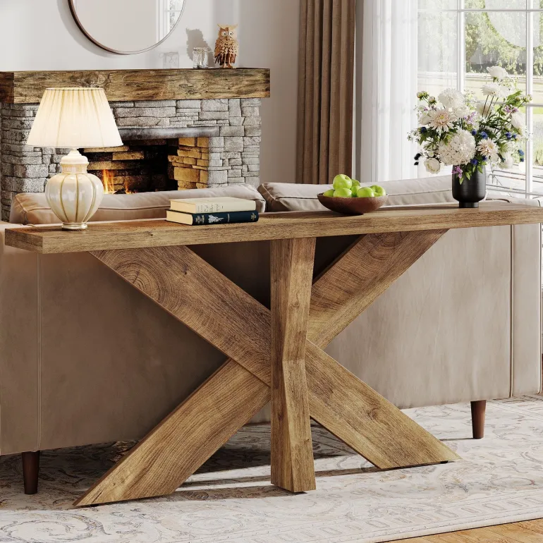 Discount Tribesigns 70.9" Farmhouse Console Table, Wood Sofa Hallway Table