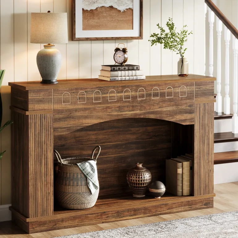 Best Tribesigns 47" Farmhouse Console Table, 2 - Tier Sofa Table Entryway Table