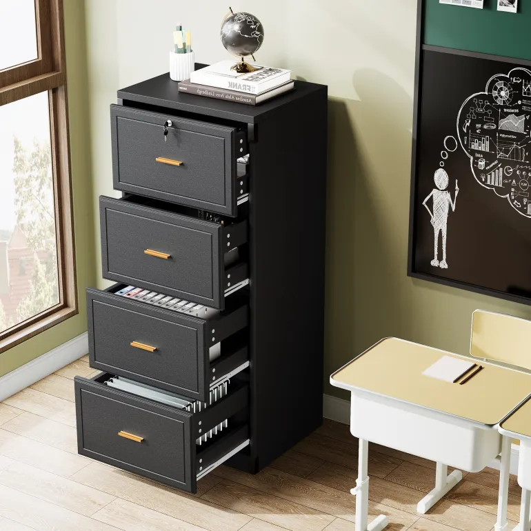 Store Tribesigns 51" File Cabinet, Vertical Filing Cabinet with 4 Storage Drawers