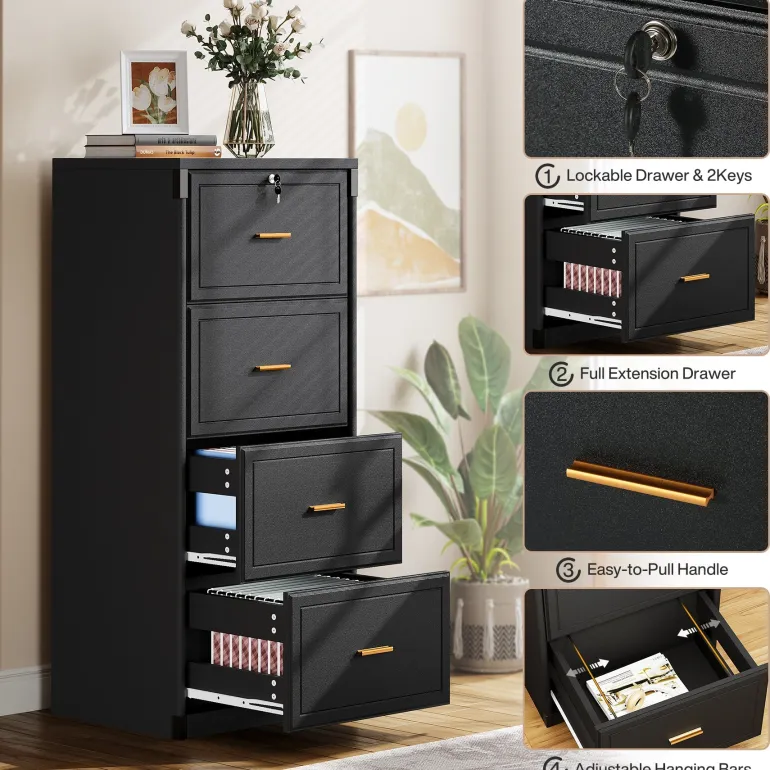 Store Tribesigns 51" File Cabinet, Vertical Filing Cabinet with 4 Storage Drawers