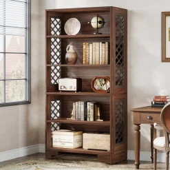 Fashion Tribesigns 70.8" Freestanding Bookshelf, 6 - Tier Bookcase Display Rack Storage Shelves
