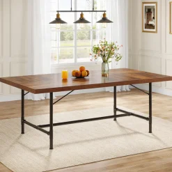 Hot Tribesigns 70.8" Industrial Dining Table Kitchen Table for 6-8 People