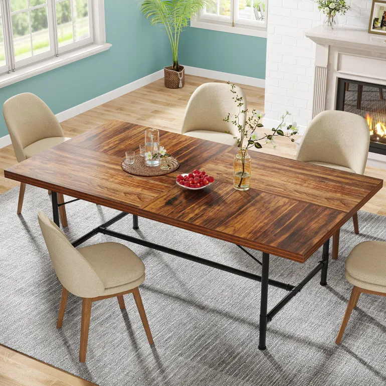 Hot Tribesigns 70.8" Industrial Dining Table Kitchen Table for 6-8 People